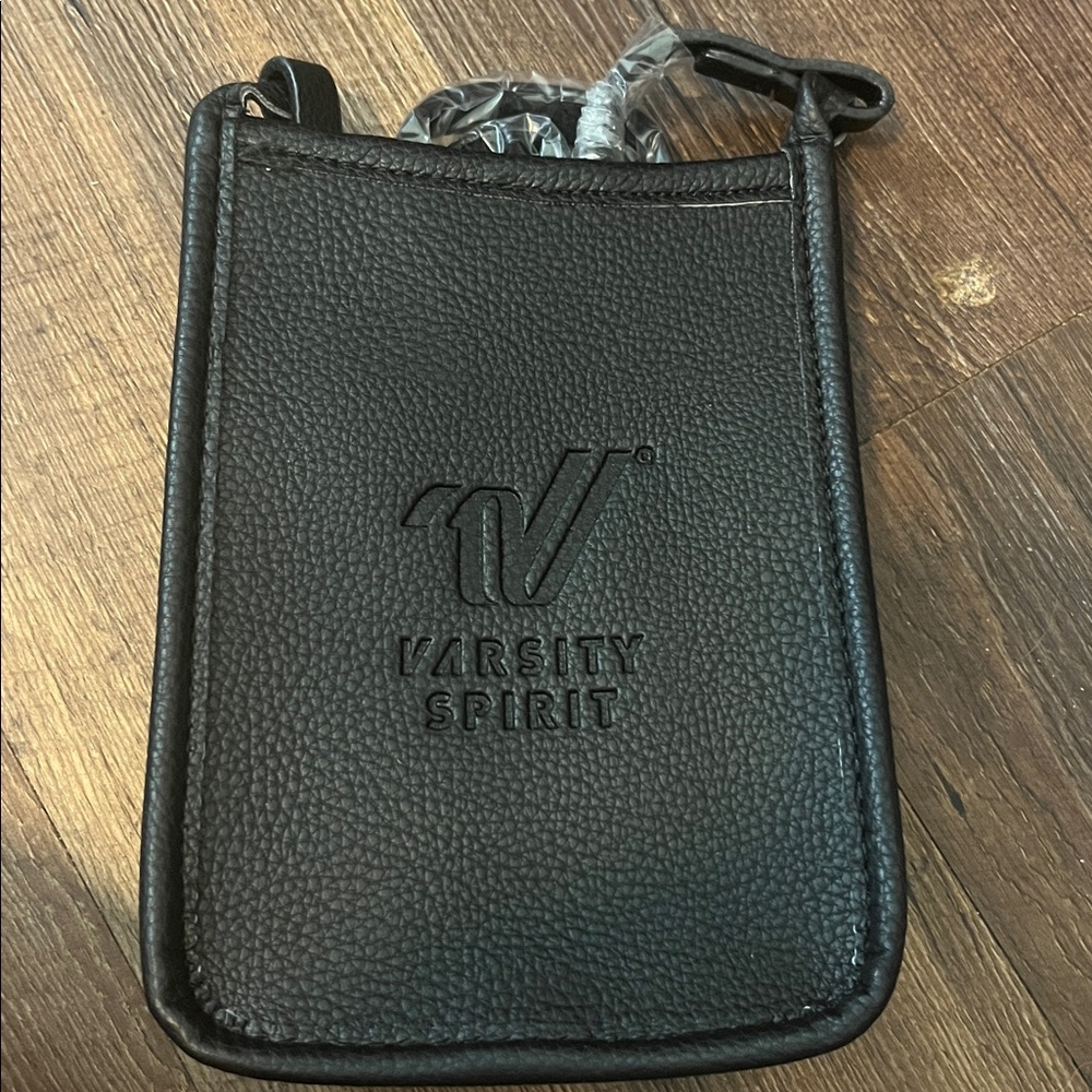 Varsity Black Leather Crossbody Bag